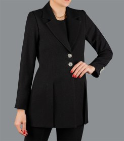 تصویر کت بلند لمه میله ای دو دکمه 