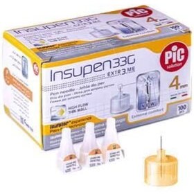 تصویر سوزن قلم انسولین پیک سلوشن سایز 4 میلی متر گیج ۳۲ بسته ۱۰۰ عددی Pic Solution Insupen 4mm 32G 100 PCS