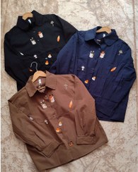 تصویر شومیز مانتویی نخ کتان وارداتی زنانه گلدوزی با طرح خرگوشی جلو دکمه دار آستین بلند 