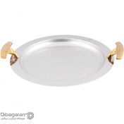 تصویر سینی دایره دسته طلایی نگینی ریور کد G1426 