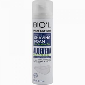 تصویر فوم اصلاح مردانه آلوئه ورا پوست حساس بیول حجم200 میل ( Biol Aloe Vera Extract Shaving Foam 200ml ) اصلاح صورت و بدن آقایان