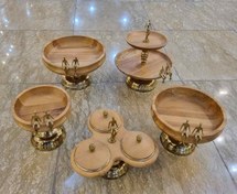 تصویر سرویس پذیرایی چوبی برنجی بالرین کد wood-baleer00 