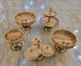 تصویر سرویس پذیرایی چوبی برنجی بالرین کد wood-baleer00 