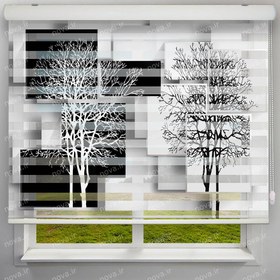تصویر پرده زبرا تصویری طرح سه بعدی درخت سیاه و سفید کد TRD-10 