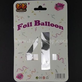 تصویر بادکنک عدد 4 نقره ای 