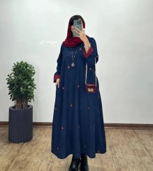 تصویر پیراهن مانتویی گلدوزی روژین 