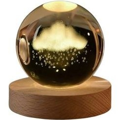 تصویر چراغ خواب گوی کریستالی طرح ابرو باران Light