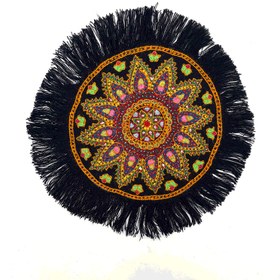 تصویر روميزی پته دوزی طرح خورشیدی رنگ سورمه ای 25 سانتی 