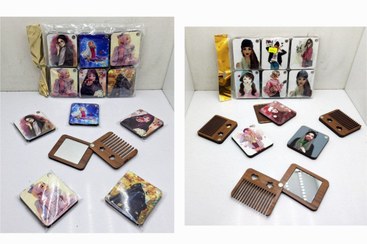 تصویر آینه و شانه پرچی دخترانه تک سلفون (عمده) 