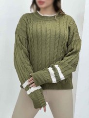 تصویر بافت طرح دار آستین دو خط کد 5550 