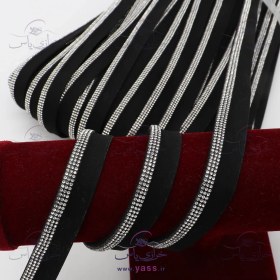 تصویر نوار مغزی نگین دار مشکی لبه نقره ای 
