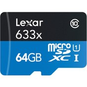 تصویر کارت حافظه microSDXC لکسار مدل 633X-A1-V30 کلاس 10 استاندارد UHS-I U3 سرعت 100mbps ظرفیت 64 گیگابایت به همراه آداپتور SD ا Lexar 633X-A1-V30 Class 10 MicroSDXC Memory Card, Standard UHS-I U3, 100mbps, 64 GB Capacity With SD Adapter Lexar 633X-A1-V30 Class 10 MicroSDXC Memory Card, Standard UHS-I U3, 100mbps, 64 GB Capacity With SD Adapter