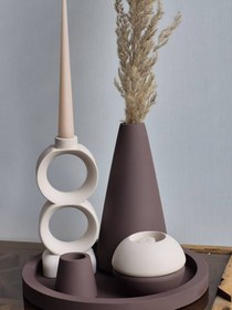 تصویر ست دکوری رومیزی مدرن سنگ مصنوعی - مشکی 