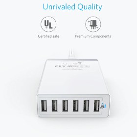 تصویر شارژر 6 پورت PowerPort 6 A2123 انکر Anker PowerPort 6 60W 6-Port USB Charger A2123