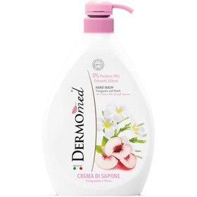 تصویر مایع دستشویی کرمی درمومد 1لیتر رایحه هلو و فرانجیپانی Dermomed hand wash frangipane & peach 