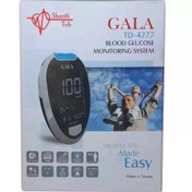 تصویر دستگاه قند خون گالا با گارانتی مادام العمر ساخت تایوان به همراه 50 عدد نوار 
