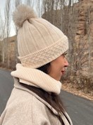 تصویر ست کلاه بافت و گردنی تو کرکی فری سایز از ۸ سال به بالا در ۴ رنگ 