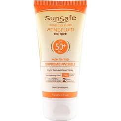تصویر فلوئید ضدآفتاب سان سیف آکنه پوست مختلط تا چرب بی رنگ حجم 50 میلی لیتر Sun Safe Acne Fluid  Invisible SPF50 50ml