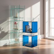 تصویر ویترین مکعبی دو طبقه نوا(ضخامت مکعب های داخلی آبی 10 میل) 