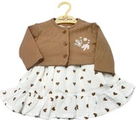 تصویر کت و سارافون نوزادی دخترانه طرح قلب نسکافه ای 