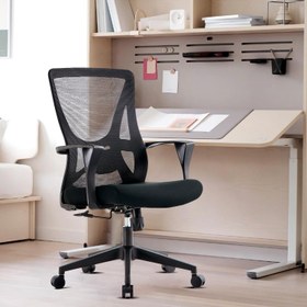 تصویر VOFFOV Office Chair Ergonomic Computer Chair Adjustable Desk Chair with Lumbar Support Armrest Swivel Mesh Task Gaming Chair for Home Office Study (Black) - ارسال 15 الی 20 روز کاری 