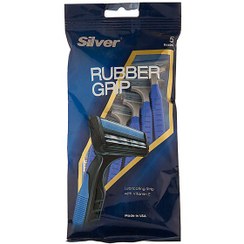 تصویر خود تراش 5 عددیر مدل رابر گریپ بلو سیلور Silver Rubber Grip Blue Blade Pack of 5