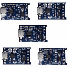 تصویر ماژول شارژر باتری مدل TP- 4056 Micro USB بسته 5 عددی 