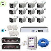 تصویر پک 12 عددی دوربین تحت شبکه poe با برد سونی و پلاکخوان IMX335L12b Lingotech sony imx335L12b MIC