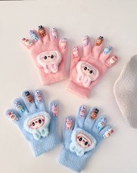 تصویر دستکش طرح لبوبو با کیفیت و نرم و برجسته - استخوانی 