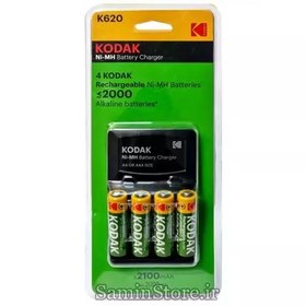 تصویر شارژر باتری KODAK مدل K620 چهار عددی با 4 عدد باتری 2100 میلی 