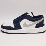 تصویر کفش کتونی ایر جردن 1 سورمه ای نقره ای کد 294885 