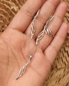 تصویر نیم ست نقره زنانه، تراش با انگشتر Women's sterling silver set