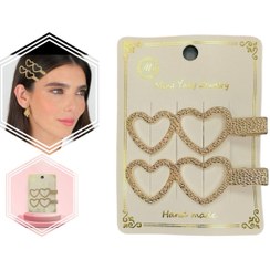 تصویر گلسر مو انبری طلایی جفتی طرح قلب 