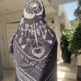 تصویر روسری نخی سیااسکارف وارداتی دور ریش قواره بزرگ 