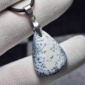 تصویر گردن آویز سنگ طبیعی جاسپر دندریت معدنی کد 33382 