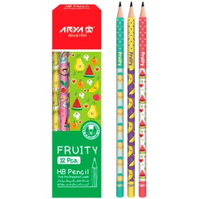 تصویر مداد مشکی طرح دار آریا Arya 3048 بسته 12 عددی Arya Fruity 3048 Black Pencil Pack Of 12