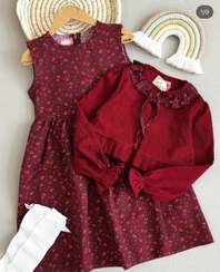 تصویر ست کت و سارافون مخمل کبریتی دخترانه مدل دلوین - زرشکی / سایز 1 کوچک 