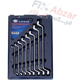 تصویر آچار دو سر رینگی لیکوتا مدل AWT-EBSK01 LICOTA 8 PCS EUROPEAN TYPE DOUBLE RING OFFSET 75˚ WRENCH SET MODEL AWT-EBSK01