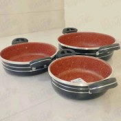 تصویر سرویس ماهیتابه 3 پارچه گرانیت ساده آجری 