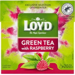 تصویر دمنوش کیسه ای لوید چای سبز با طعم تمشک 20 عددی Loyd Green Tea with Raspberry 