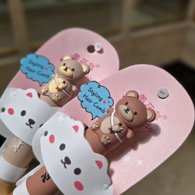 تصویر شونه سیلیکونی خرسی - کرم 