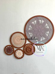 تصویر ست دیوارکوب قلاب بافی ماندالا قطر ۴۵ سانت 