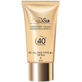 تصویر ضد آفتاب مدیسان SPF40 انواع پوست رنگ روشن 30 میلی لیتر Medisun Foundation Light Beige For All Skin SPF 40 30ml