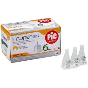 تصویر سوزن قلم انسولین پیک سلوشن سایز ۶ میلی متر  گیج ۳۲ بسته ۱۰۰ عددی Pic Solution Insupen 6mm 32G 100 PCS