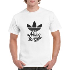 تصویر تیشرت آستین کوتاه سفید طرح برند آدیداس Adidas | استایل اسپرت | کد BR065 adidas-tshirt-br065