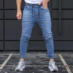 تصویر شلوار اسلش جین مردانه آبی کد 25097 - 3 
