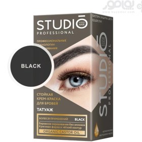 تصویر کیت رنگ ابرو استودیو پروفشنال رنگ مشکی STUDIO PROFESSIONAL LONG LASTING DYE FOR EYEBROW- BLACK