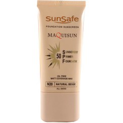 تصویر کرم ضد آفتاب سان سیف مدل MAQUISUN SPF50 حجم ۴۰ میلی‌لیتر مناسب انواع پوست رنگی بژ طبیعی 
