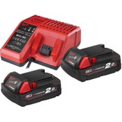 تصویر کیت باتری و شارژر 18 ولت 2 آمپر میلواکی مدل M18NRG-202 