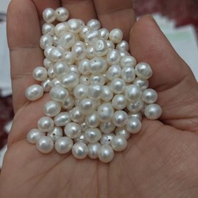 تصویر مهره مروارید پرورشی باروک سایز 6 طبیعی سوراخ دار نامنظم 